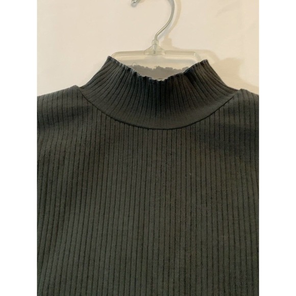 Good American Gray Ink Ribbed Cropped Mock Turtleneck Top Size 2 Small - Picture 6 of 7
